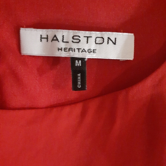 Halston Heritage Women's One Shoulder Mini Dress Scarlet Silk Blend Size Medium - Picture 3 of 4